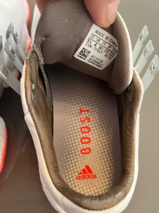 Adidas Men’s 360 Leather Golf Sneakers with Gray Stripes and Orange Accents - Picture 6 of 6